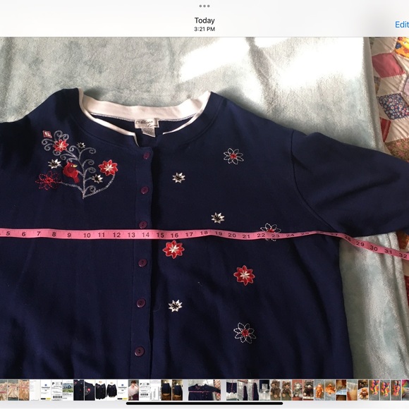 Plus size ladies long sleeve cardigan sweater/light jacket with flowers - Picture 11 of 11